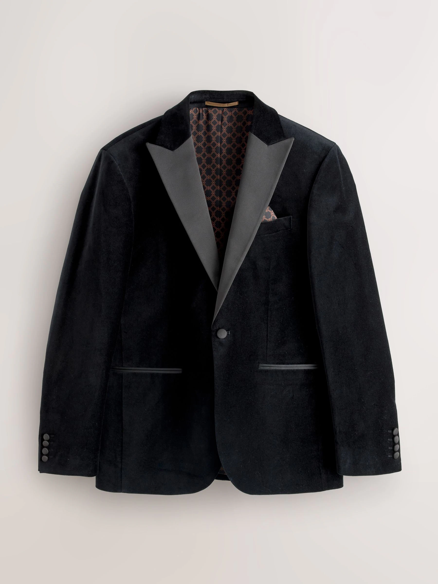Zwart - Slim fit Motionflex fluwelen blazer met stretchy en hoog katoengehalte