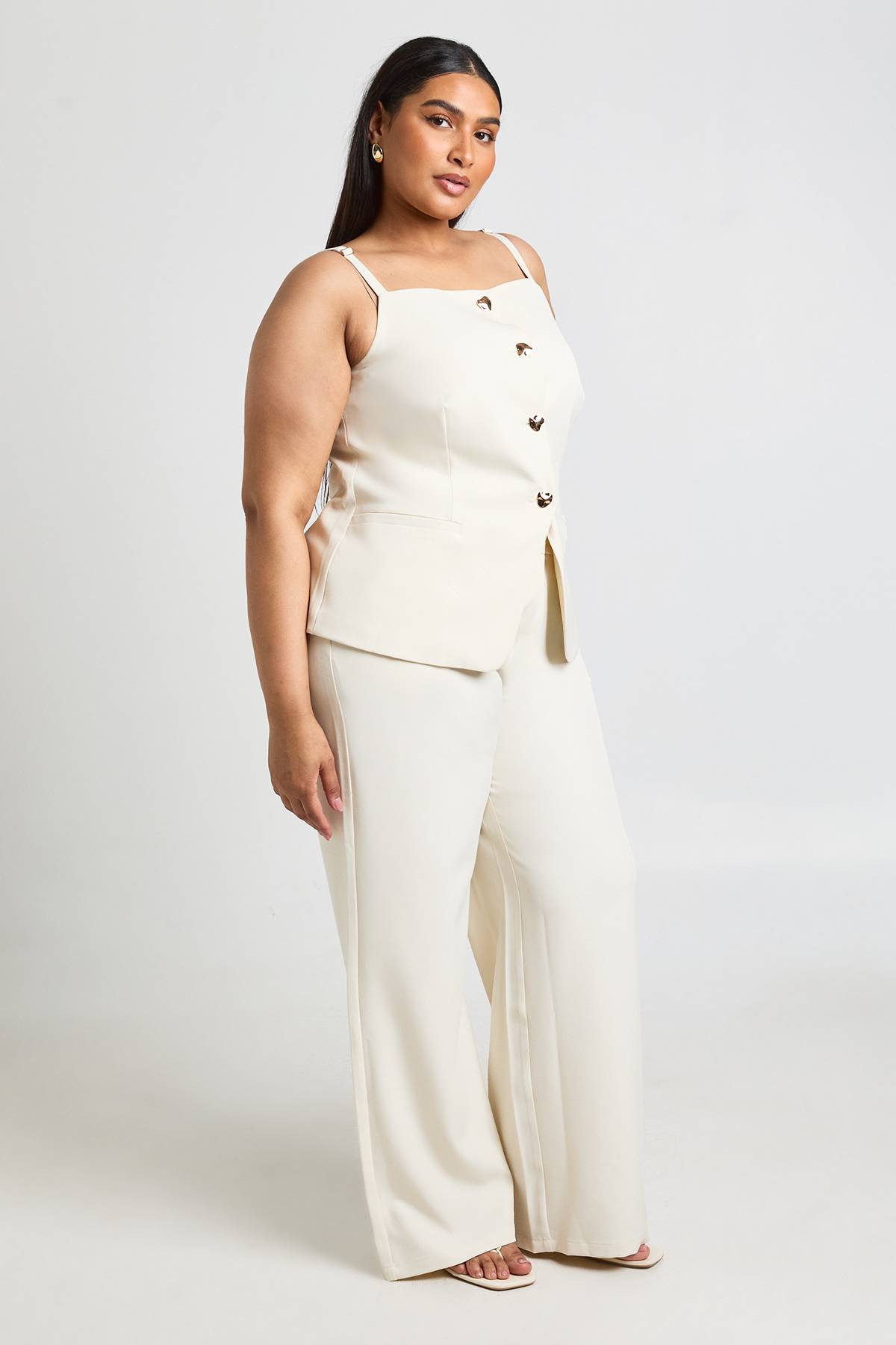 boohoo Pantalon Large Tailleur Tissé Grande Taille