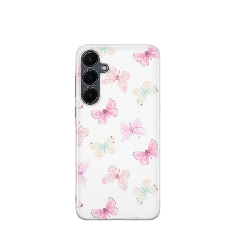 Samsung Galaxy A55 Gummi Hülle Schmetterlingshauch - Weiss