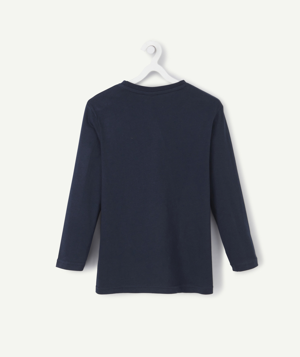 T-SHIRT GARÇON EN COTON BLEU MARINE AVEC POCHE