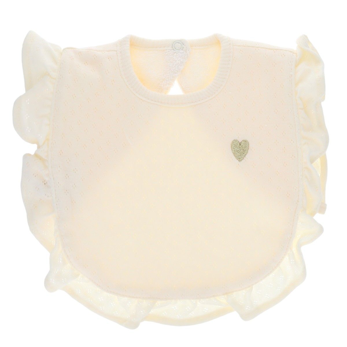 Bavoir froufrous crème pointelle Amande
