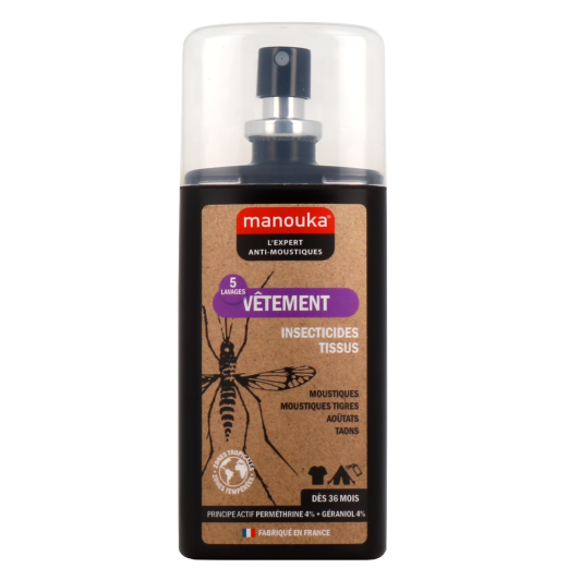 Manouka spray anti moustiques vêtements tissus - Insecticide textile