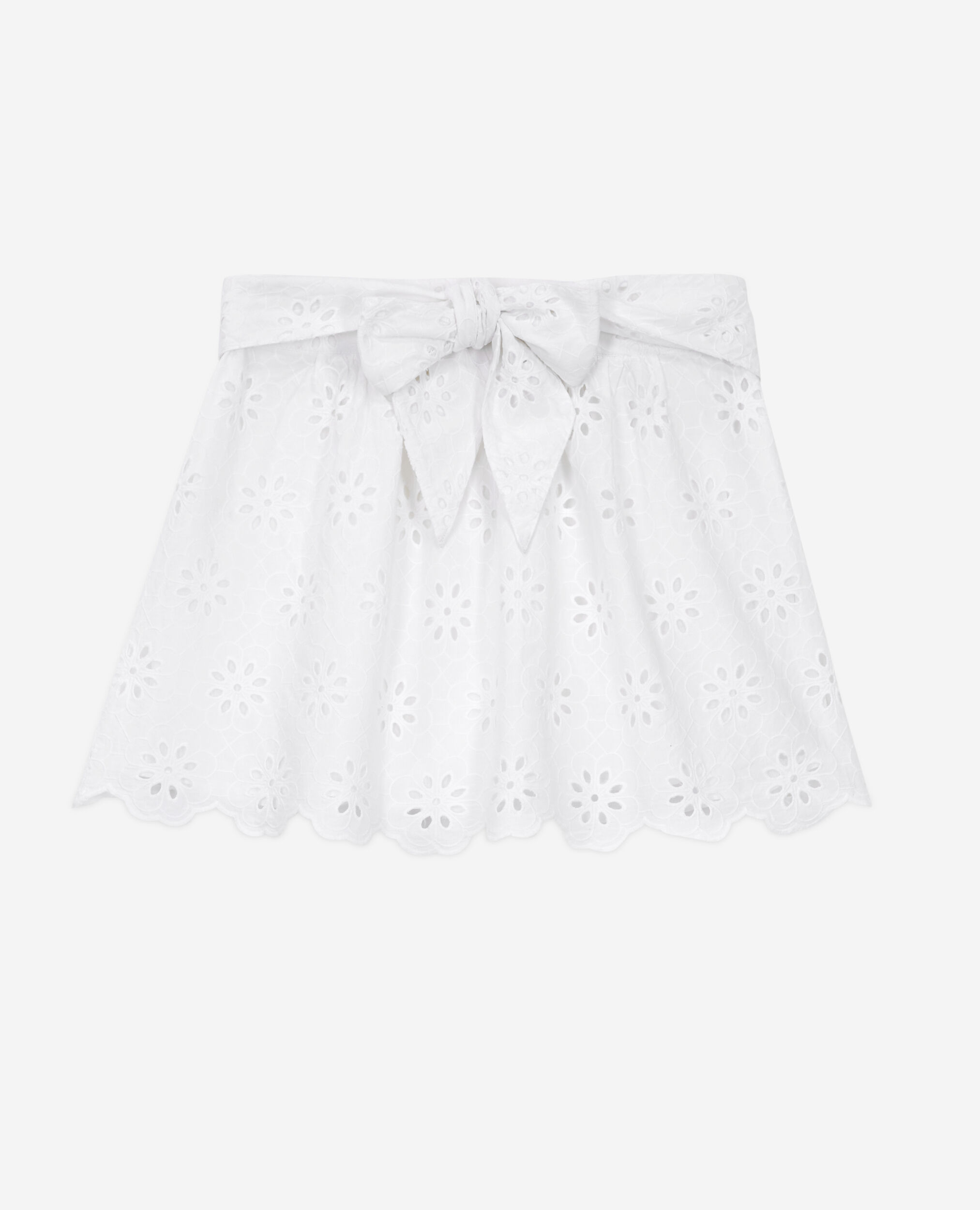 Jupe courte blanche en broderie Anglaise