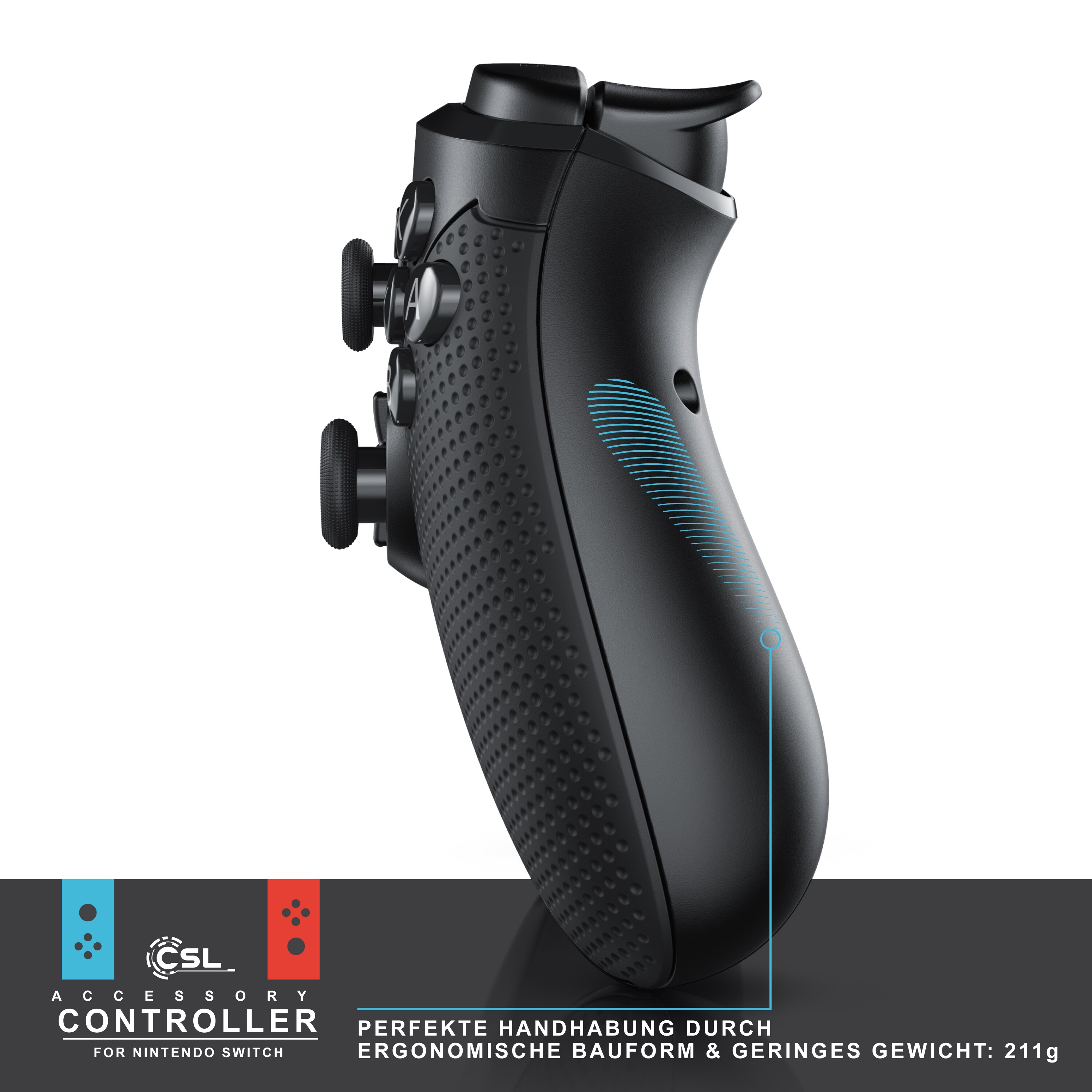 CSL 2x Wireless Bluetooth Gamepad für Nintendo Switch Controller mit HD Rumble / Turbo Button