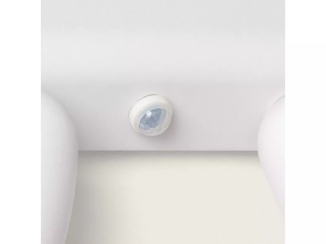 Applique Murale Extérieure LED 12W Aluminium avec Détecteur de Mouvement PIR Abel Large Deux Spots Blanc