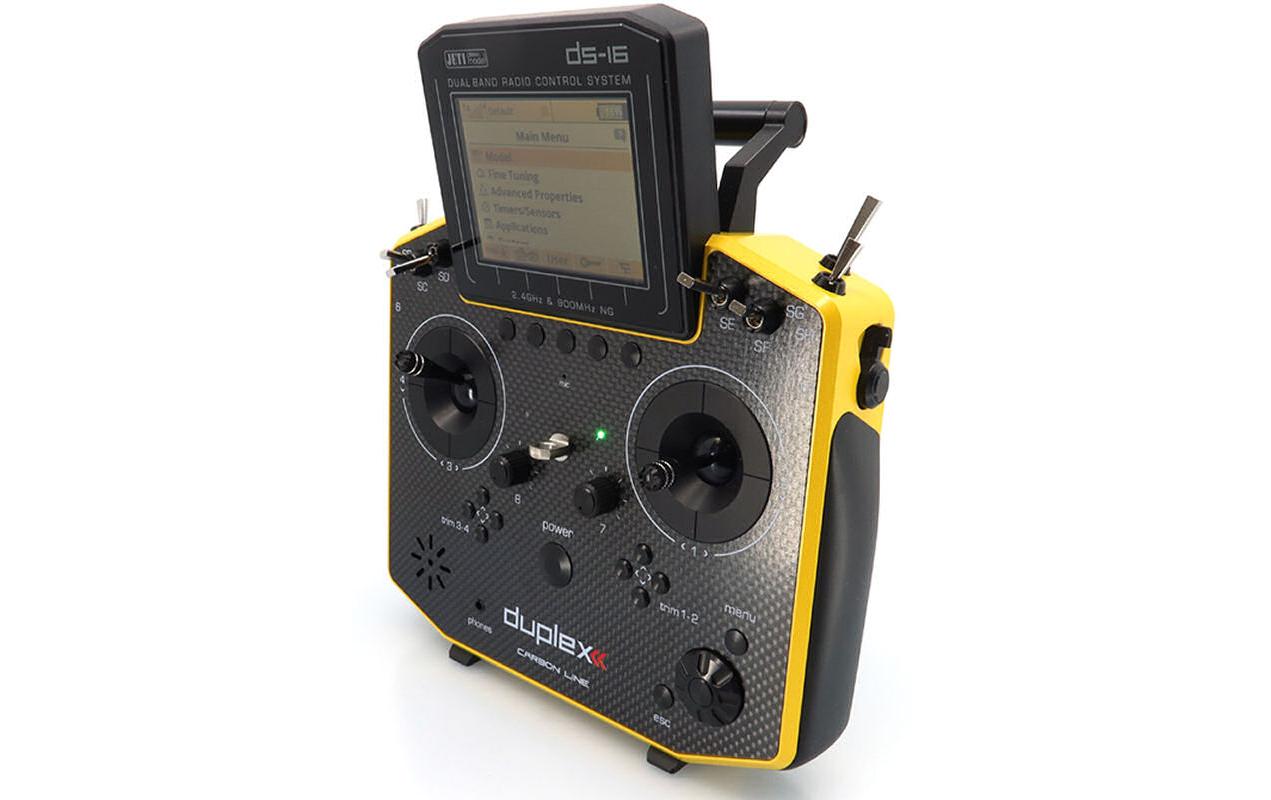 Fernsteuerung DS-16 II Carbon Line Gelb mit R10 Empfänger<br>Professioneller Jeti Duplex 2.4 GHz Sender