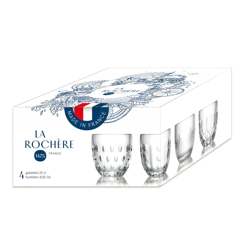 Coffret de 4 verres à eau, TROQUET La Rochère