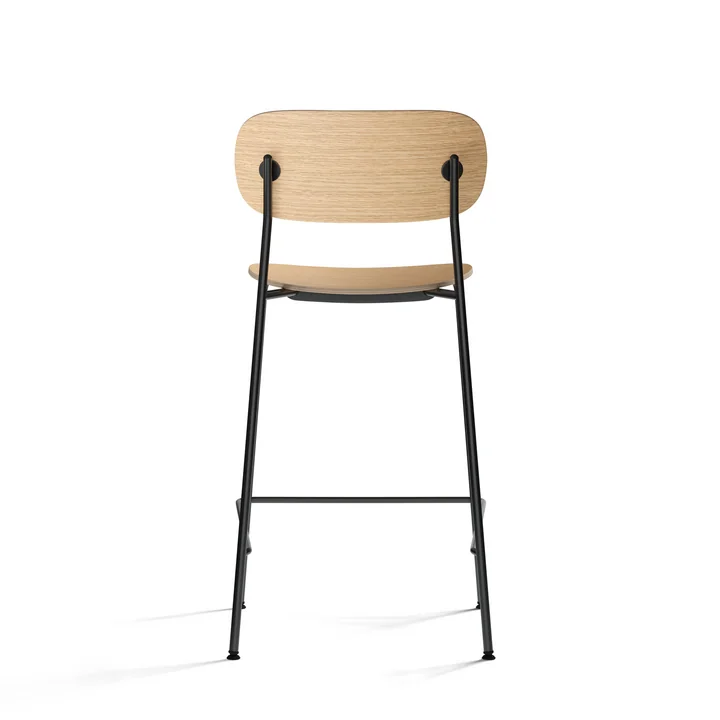 Audo - Co Counter Chair, H 94,5 cm, schwarzes Stahlgestell / Eiche natur