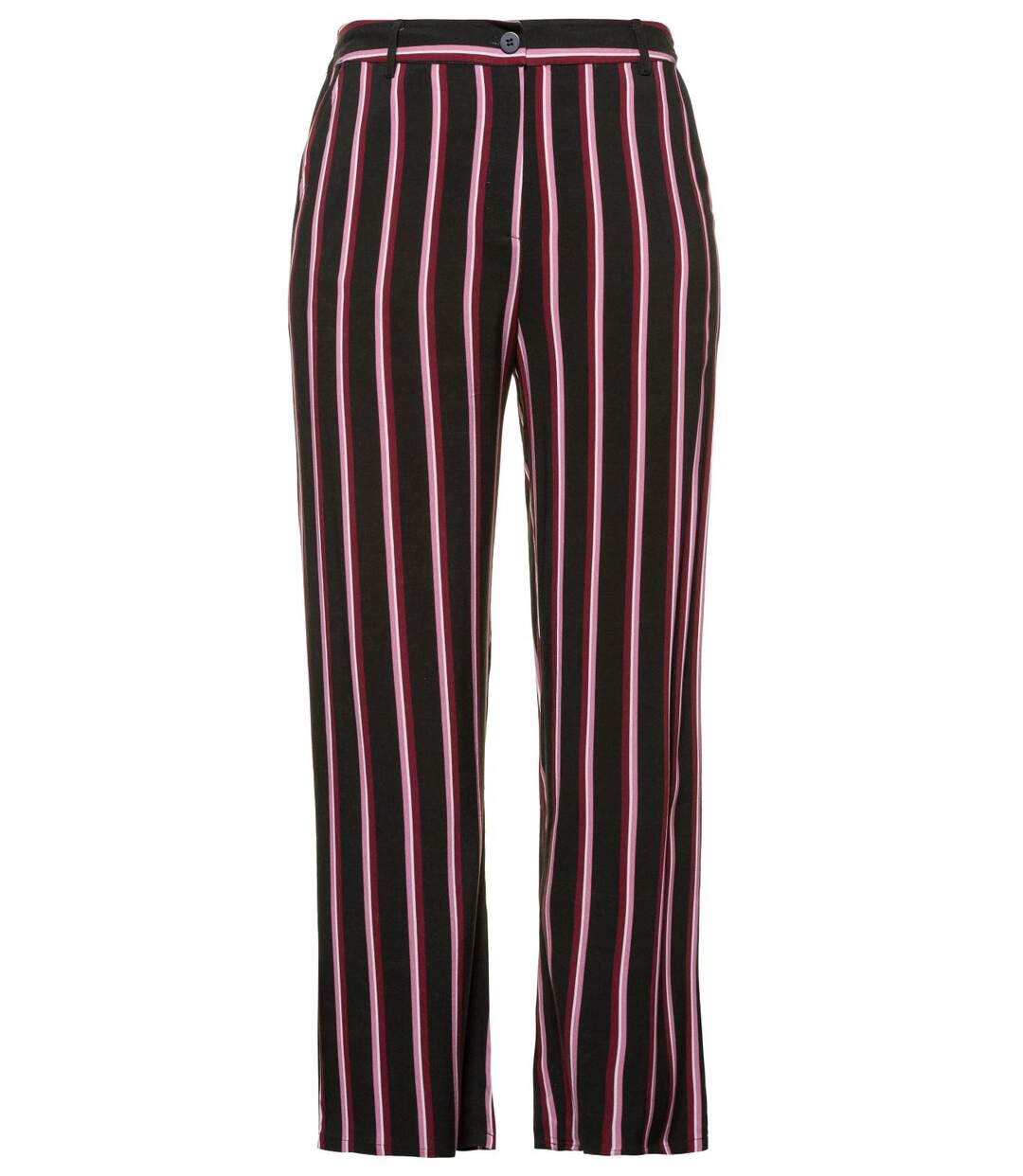 ULLA POPKEN Pantalon Rose rayé jambe conique ceinture confort noir