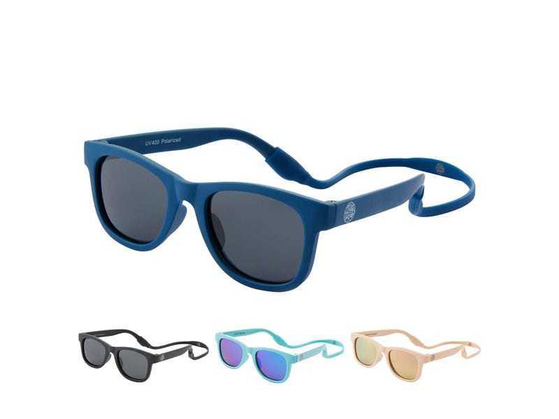 Baby Sunnies Baby-Sonnenbrille mit Band Blau Flexibel und polarisiert für 0-24 Monate