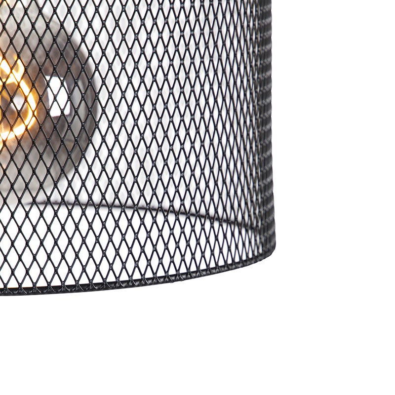 QAZQA - Industrieel I Vintage I Industrieel I Vintage I Staande lamp Zwart - Trommel met gaaskap I Woonkamer I Slaapkamer - Staal, Langwerpig - LED-compatibel E27