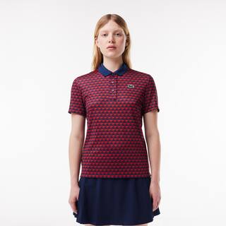 Polo Golf imprimé Ultra-Dry anti-UV Manches Courtes - Bleu - Lacoste - Femme