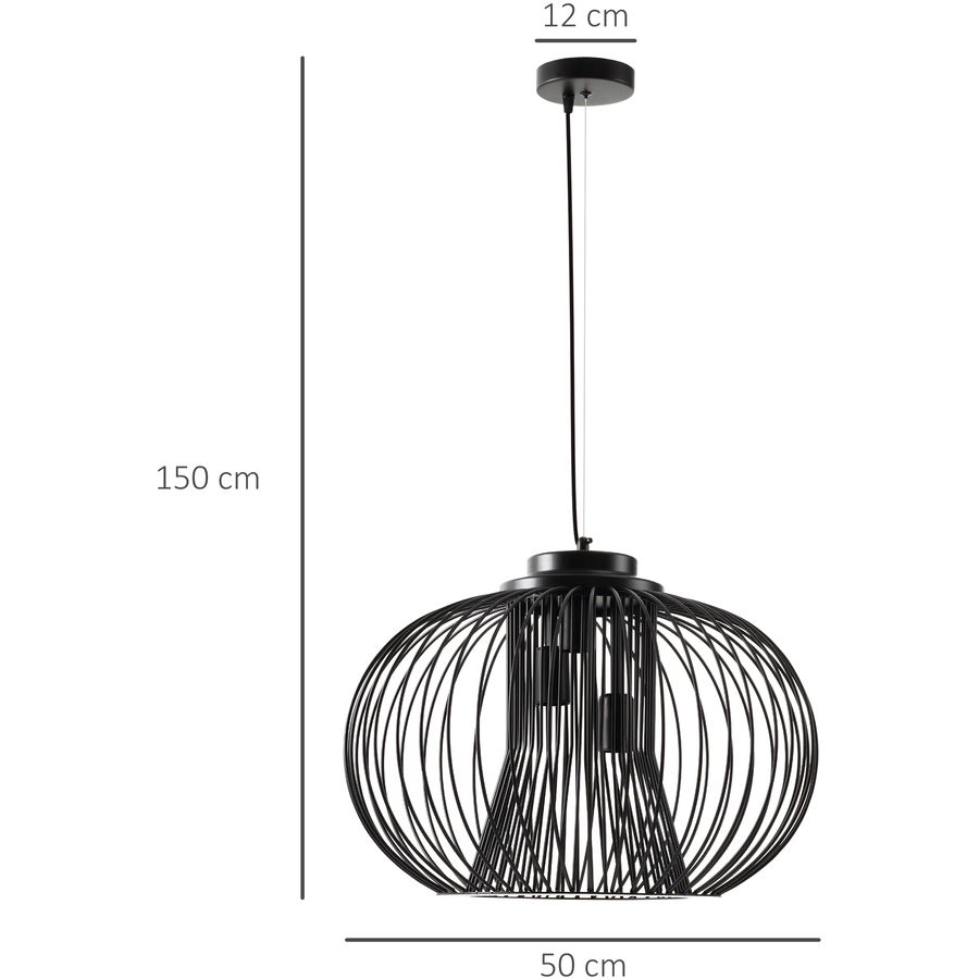 HOMCOM Deckenleuchte mit höhenverstellbarem Kabel schwarz