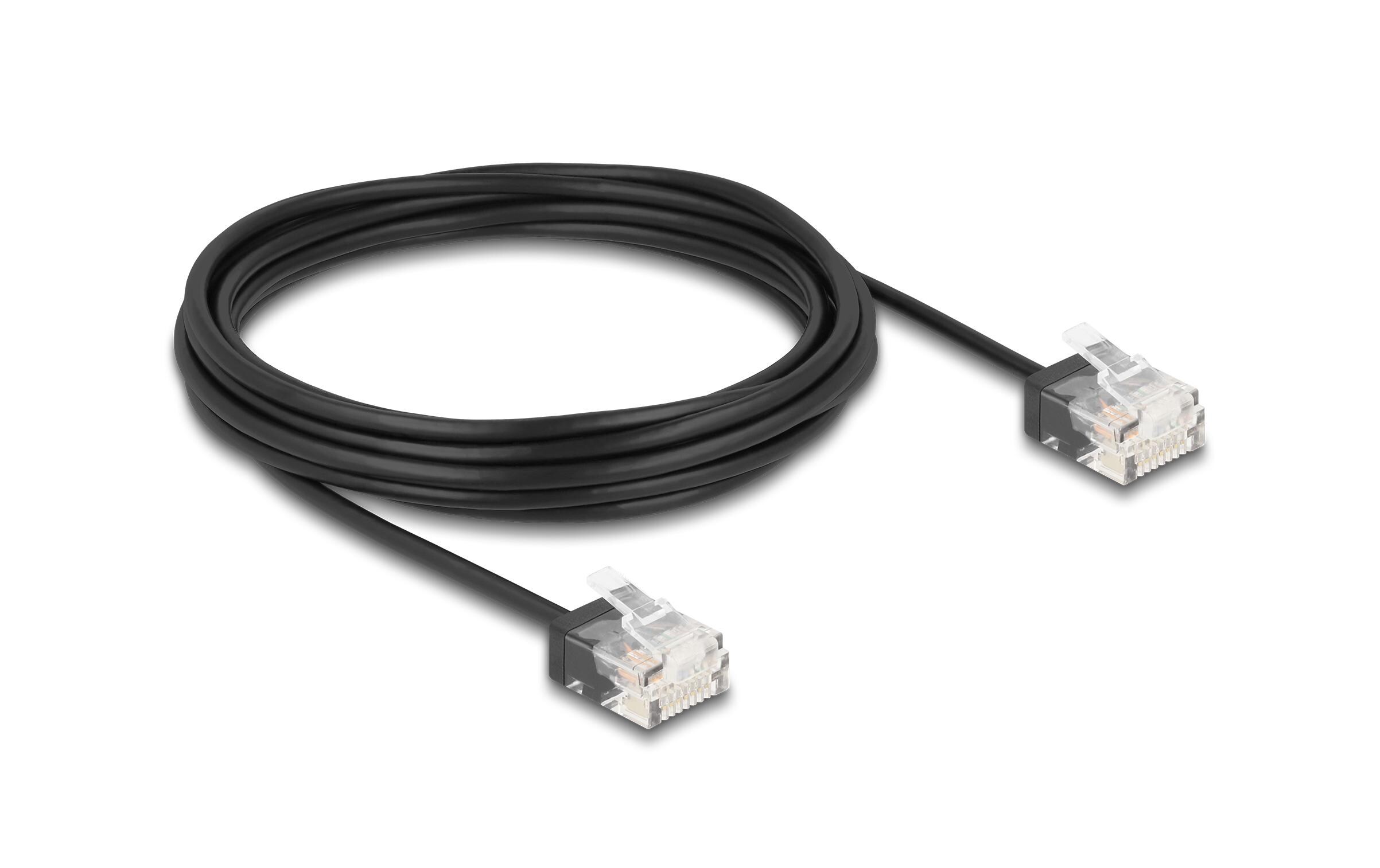 Patchkabel Cat 6, UTP, 5 m, SchwarzDelock RJ45 Netzwerkkabel Cat.6 UTP Ultra Slim 5 m schwarz mit kurzen Steckern