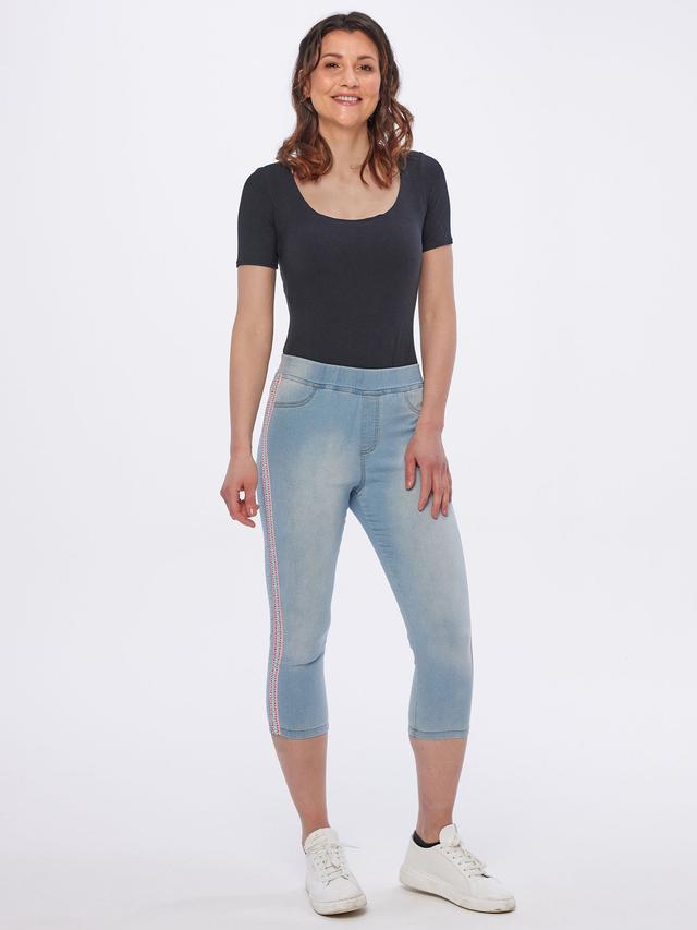 Capri Sweat Jeans mit Galon
