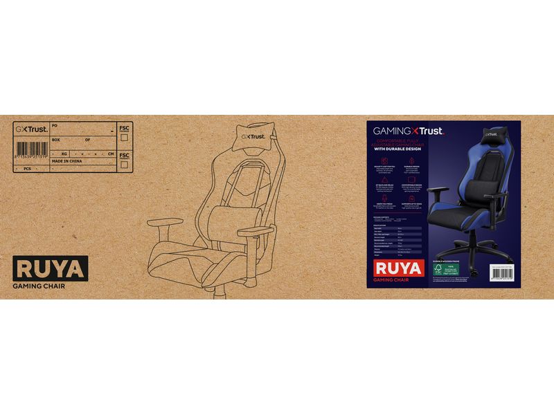 Trust Gaming-Stuhl GXT 714 Ruya Blau Komfortabler Premium-Gaming-Stuhl