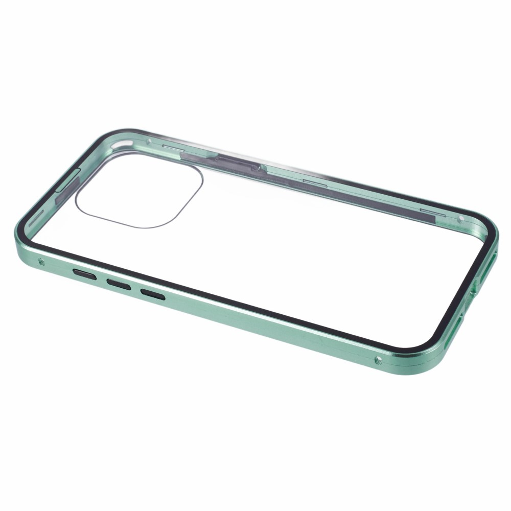 iPhone 16 Pro Magnetische Alu Schutzhülle mit Panzer Glas Backcover   Displayschutz (Magnet-Technologie) - Türkis