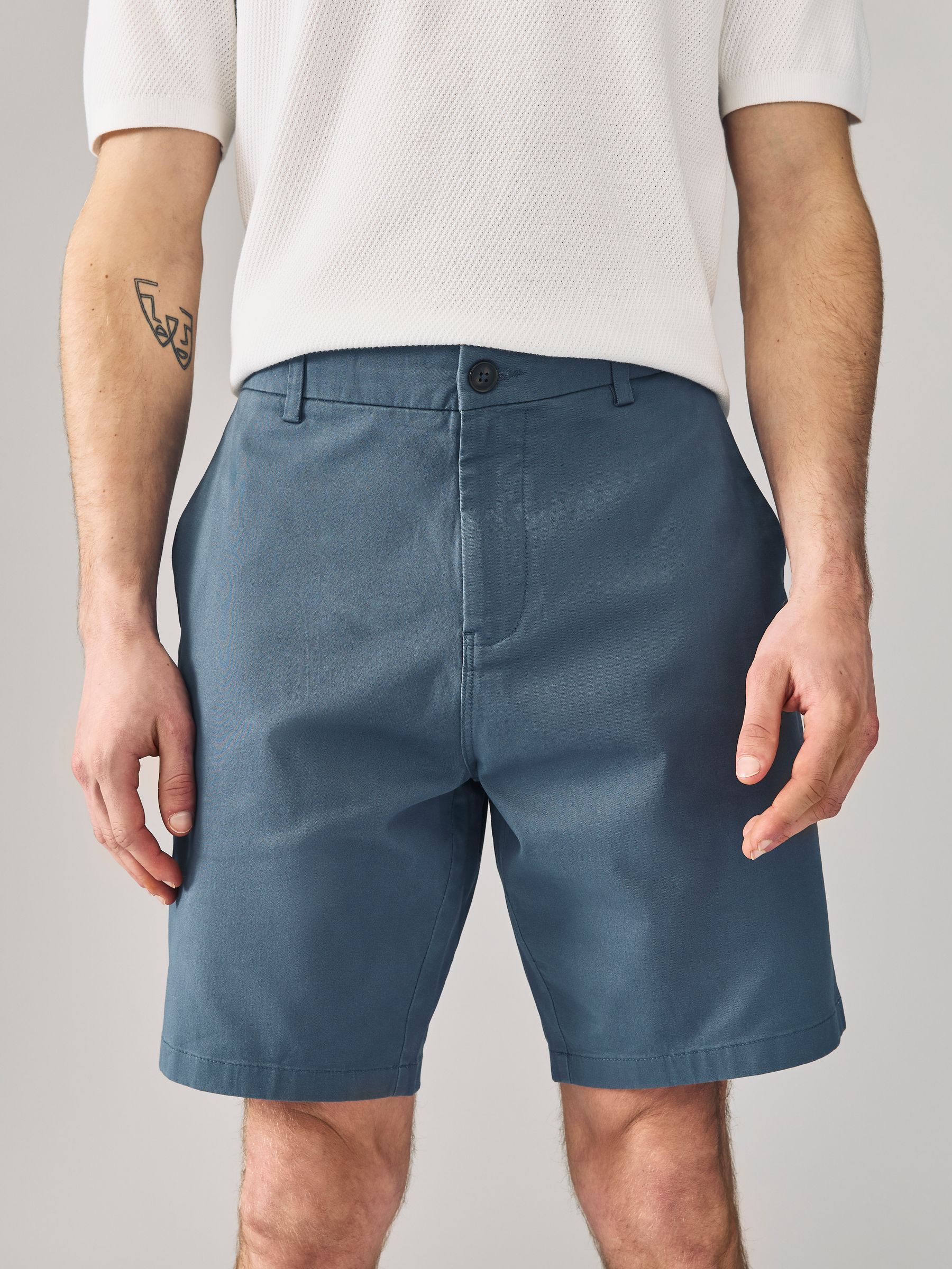 Blauw/grijs - Straight fit - Set van 2 chinoshorts met stretch