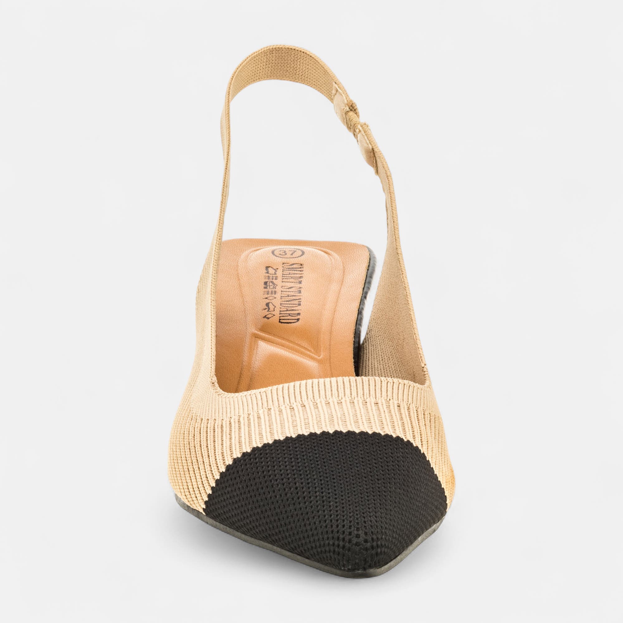 Escarpins avec bride arrière à talon Femme beige