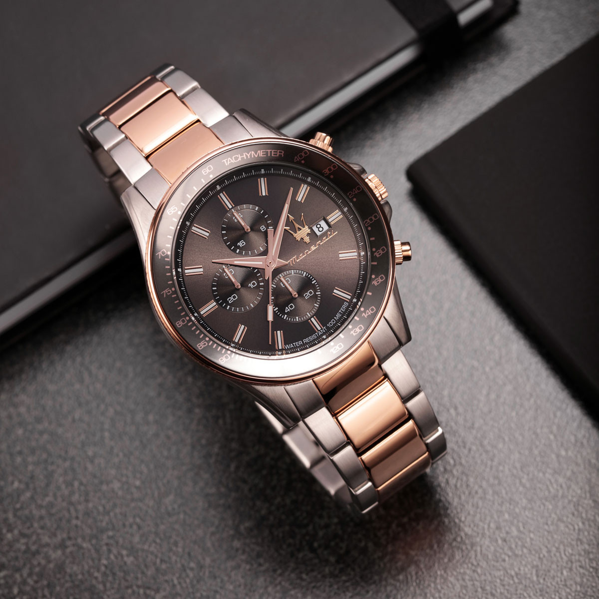 Montre MASERATI homme bracelet acier inoxydable bicolore rose