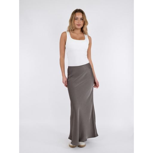 Neo Noir Vicky Heavy Sateen Nederdel, Warm Grey, 38