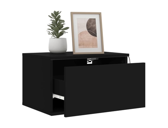 VIDAXL - Tables de chevet murales avec lumières led 2 pcs noir