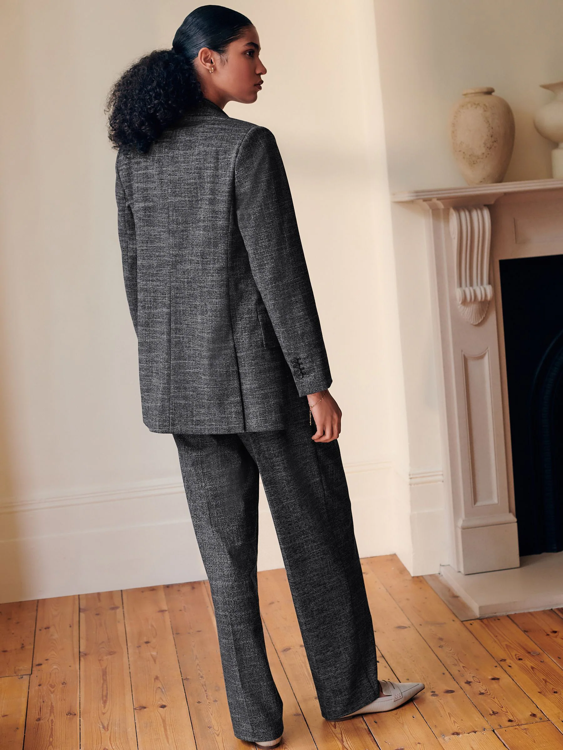Grijs - Crosshatch Double Pleated Straight Leg Trousers