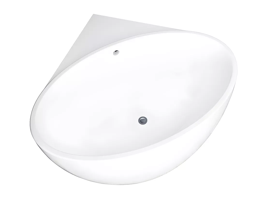 Baignoire d'angle - 197 L - 127 x 127 x 58 cm - Blanche - Acrylique - GOURAMI