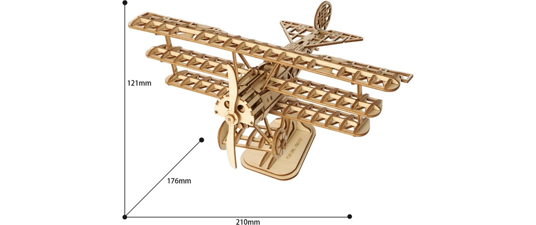 Bausatz Flugzeug Doppeldecker3D-Puzzle aus lasergeschnittenen Holzteilen