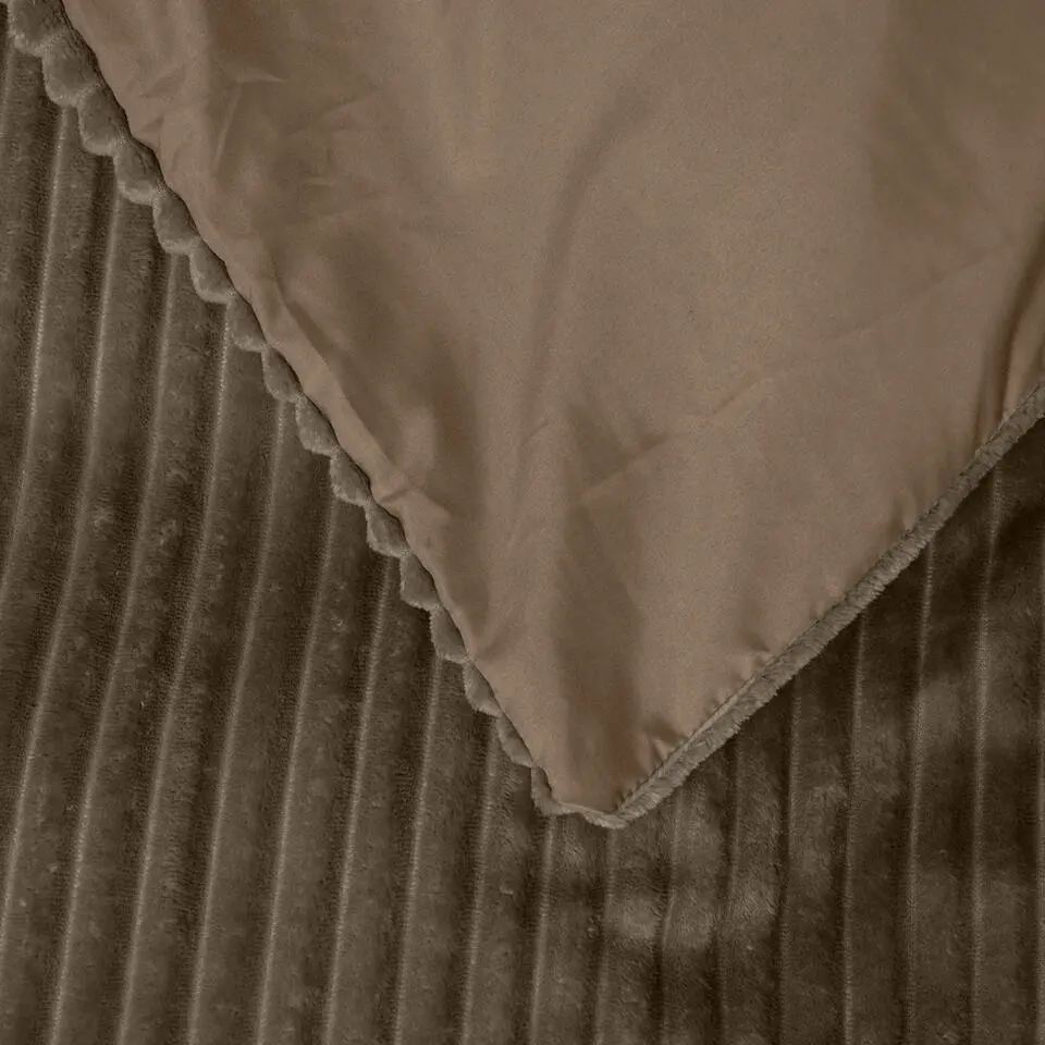 Dekbedovertrek Teddy Rib 200x220 – Fluweelzacht & Knus Design - Taupe