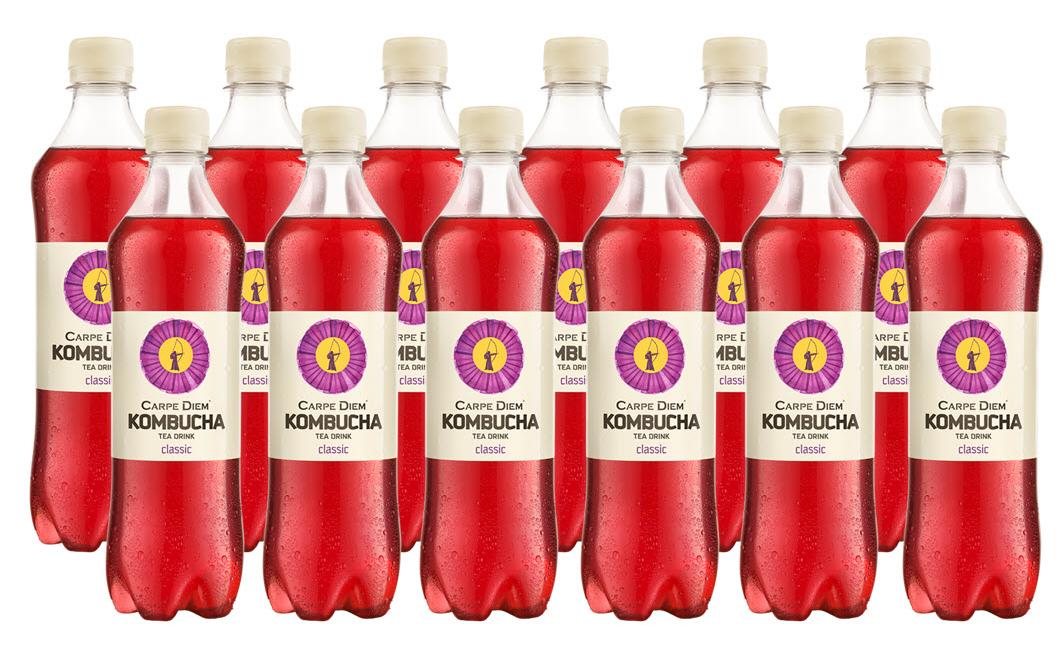 Kombucha Classic 12 x 0.5 lKarbonisiertes und kalorienarmes Teegetränk mit Fruchtgeschmack