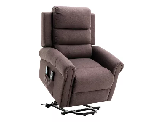 Fauteuil massant en tissu avec releveur électrique - Marron - LOVARI