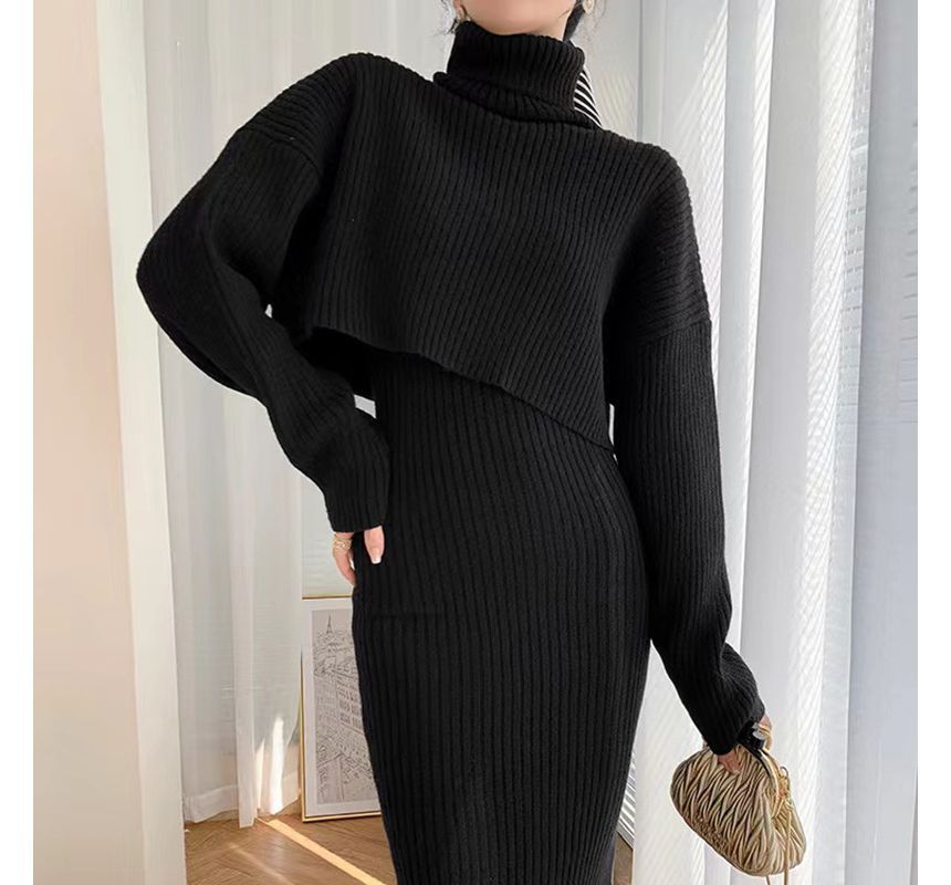 Whychunga - Set: coltrui gebreide top + high waist midi rok