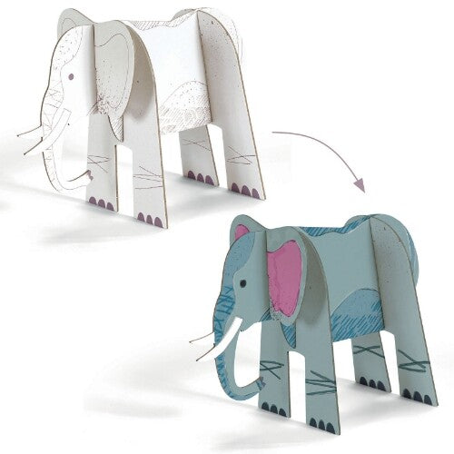 Djeco 3D kleurplaat speelfiguren - savanne