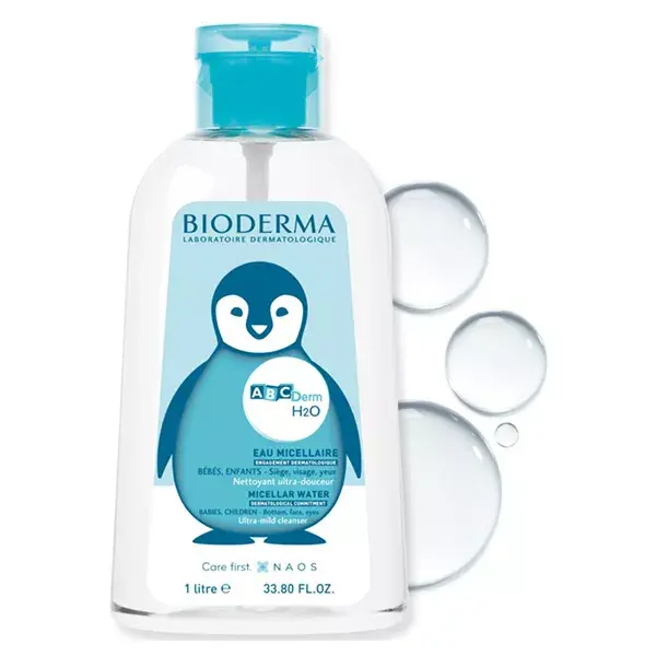Bioderma ABCDerm H2O Água Micelar Ultra Suave para Bebês, Sem Enxágue, 1L