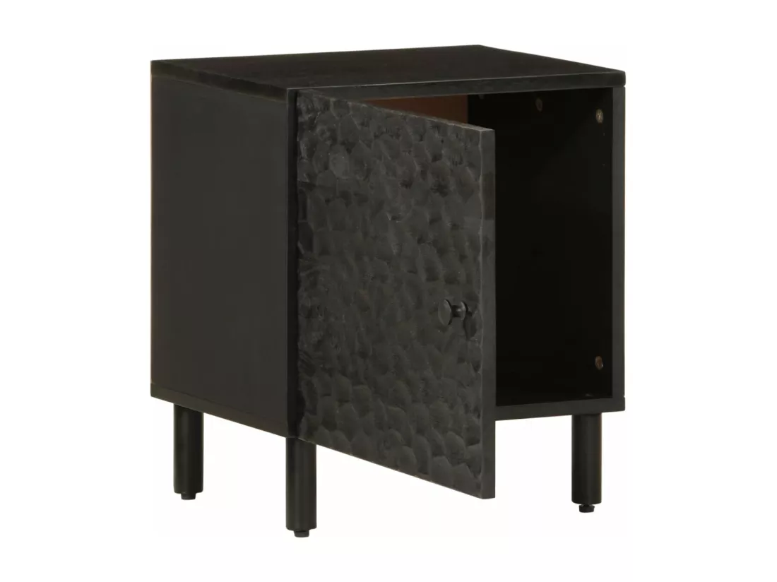 Table de chevet noir 40x33x46 cm bois de manguier solide