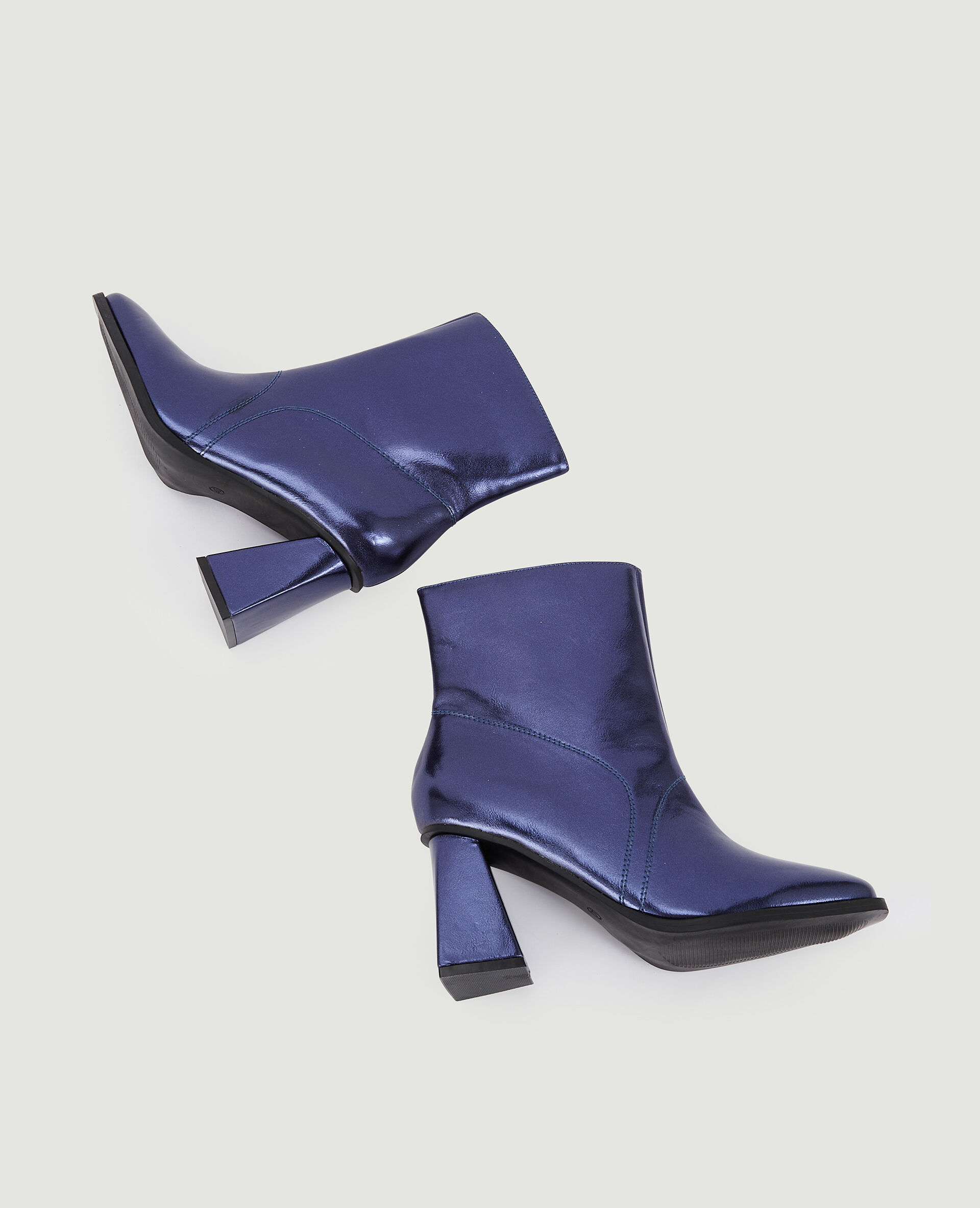Boots bout carré avec talon trapèze - Bleu foncé