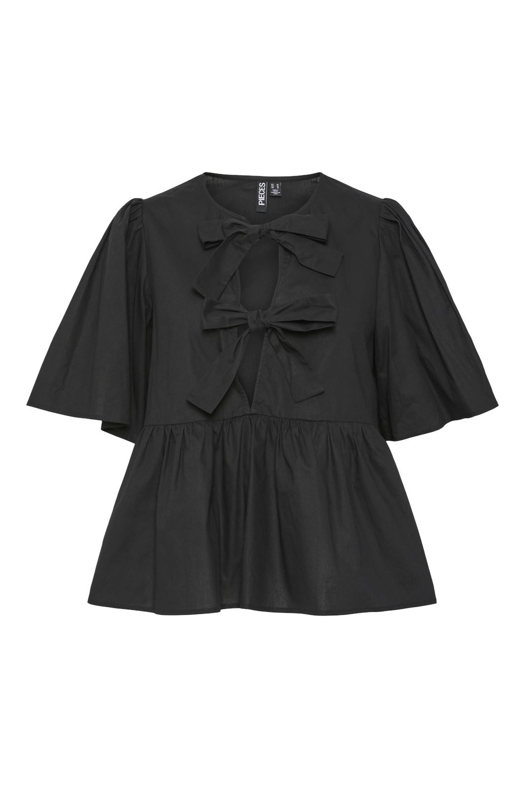 Pieces Pcmaya Ss O-Neck Bow Top 4684049 black