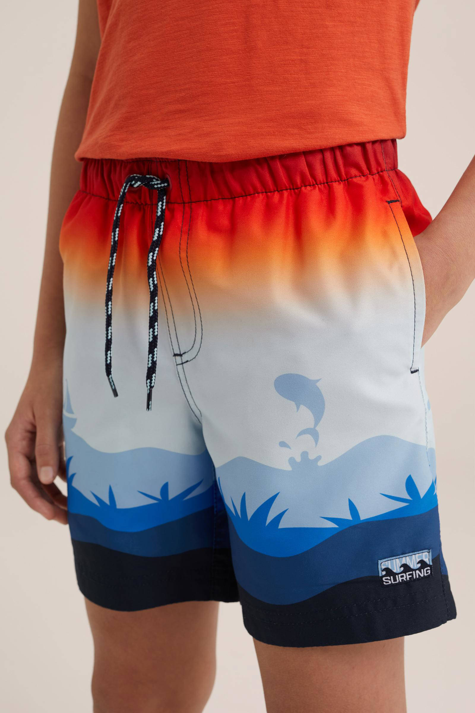 WE Fashion zwemshort rood/blauw/oranje