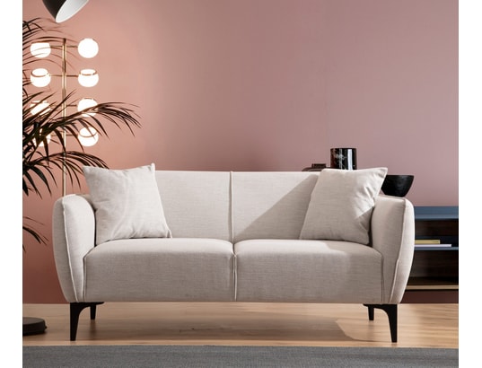 CONCEPT1 - Canapé tissu Belissimo 2 places blanc cassé 160 x 95 x h67