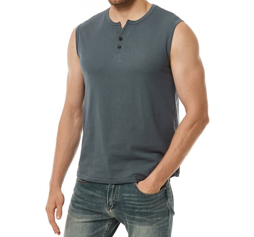 FORSETI - Henley tanktop met ronde hals en effen patroon