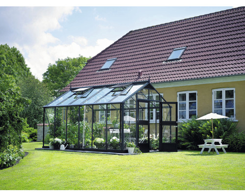 JULIANA Premium Kas 13 m² 3 mm Veiligheidsglas 296 x 439 cm Antraciet/Zwart