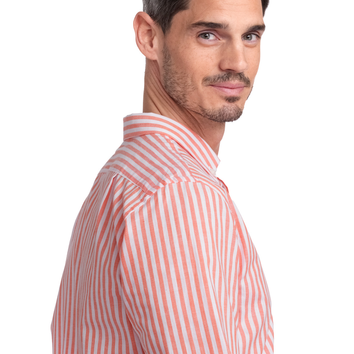 VanVaan Herren Hemd mit Leinenmix orange / weiss