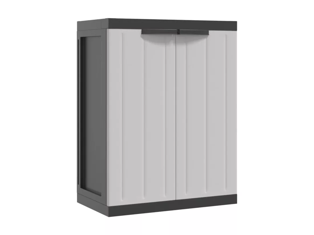 Armoire de rangement d'extérieur gris et noir 65x37x85 cm PP