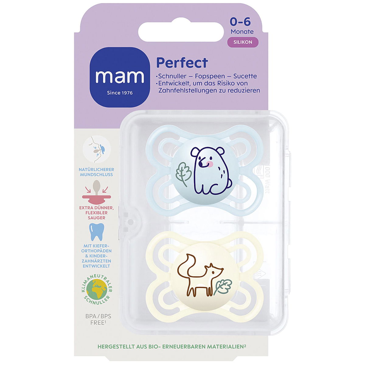 MAMMAM   Perfect Silikon Schnuller blue beige 0-6M