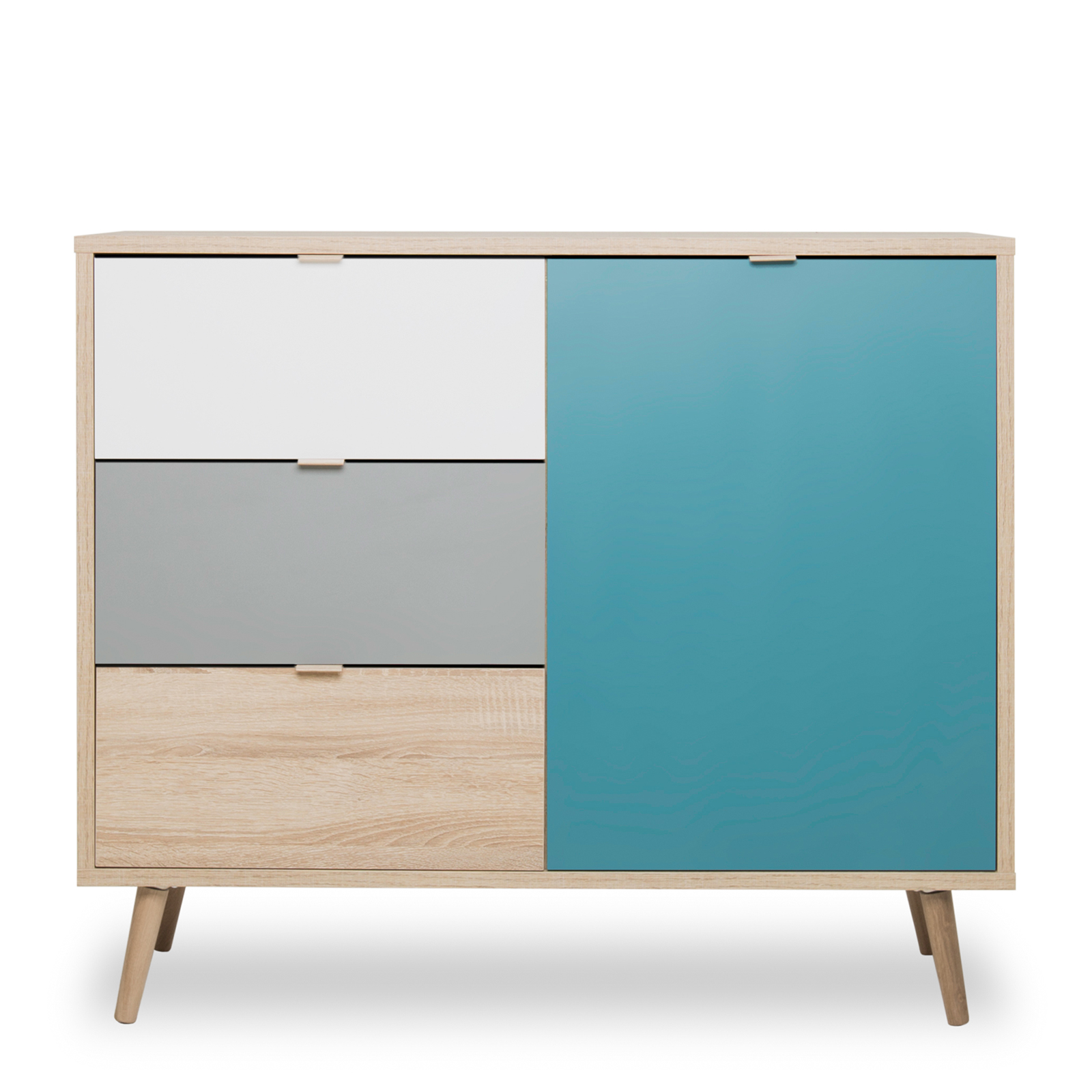 Kommode CUBA - Sonoma Eiche - tricolor- 103 cm breit
