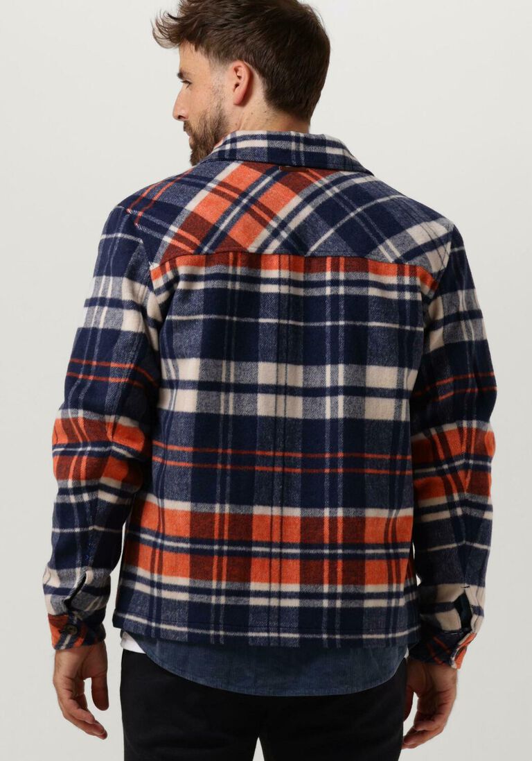 SCOTCH & SODA blauwe scotch & soda overshirt brushed wool-blend checked overshirt