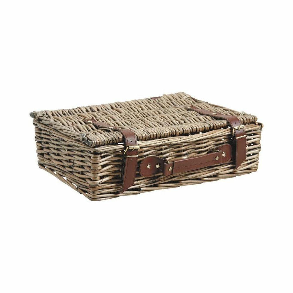 Valise de rangement en osier vieilli