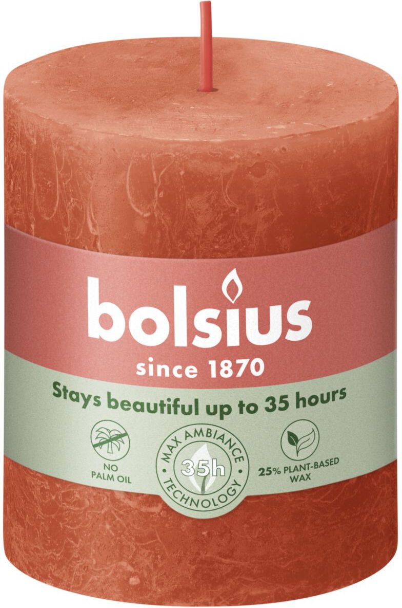 Bolsius stompkaars Rustiek Shine oranje 35 uur D 6,8 H 8 cm