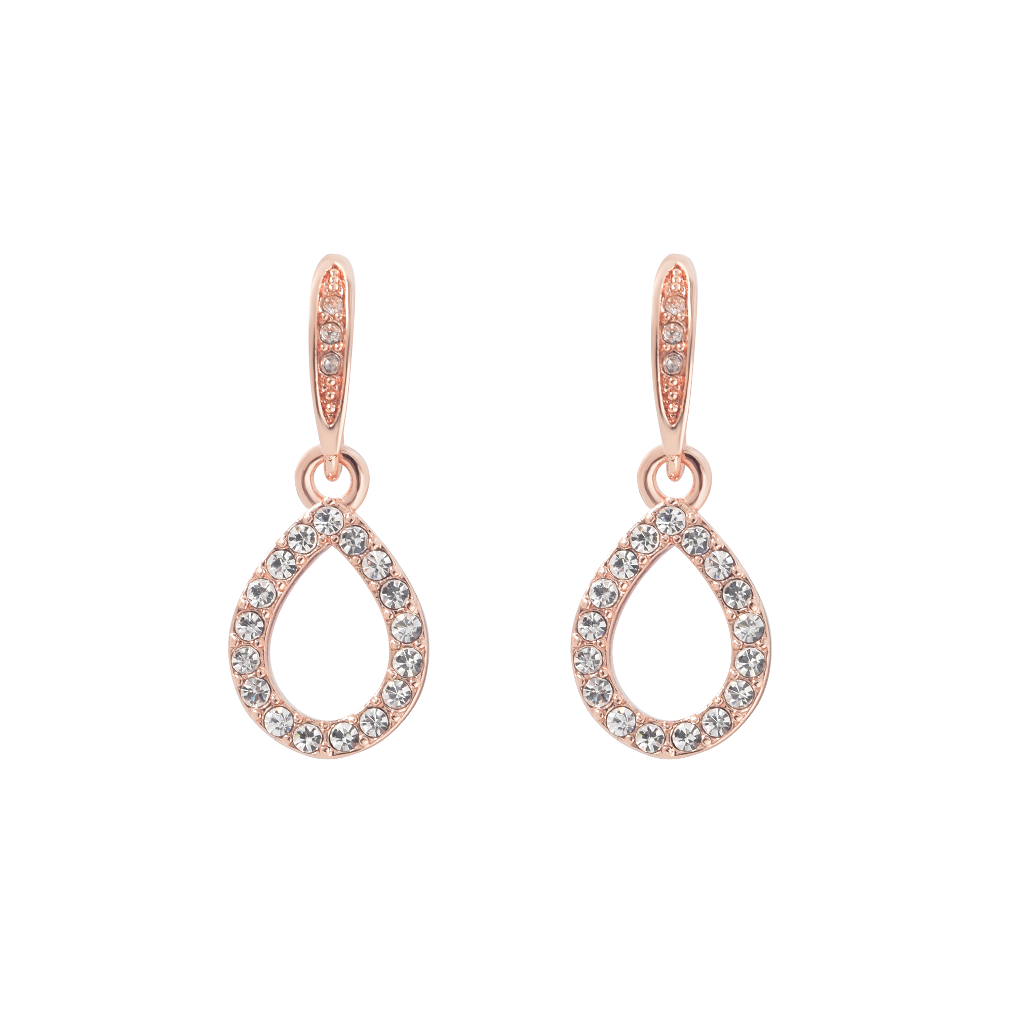 (1 Paar) Damen Ohrringe Ohrhänger mit Strass Stein Teardrop Anhänger - Roségold